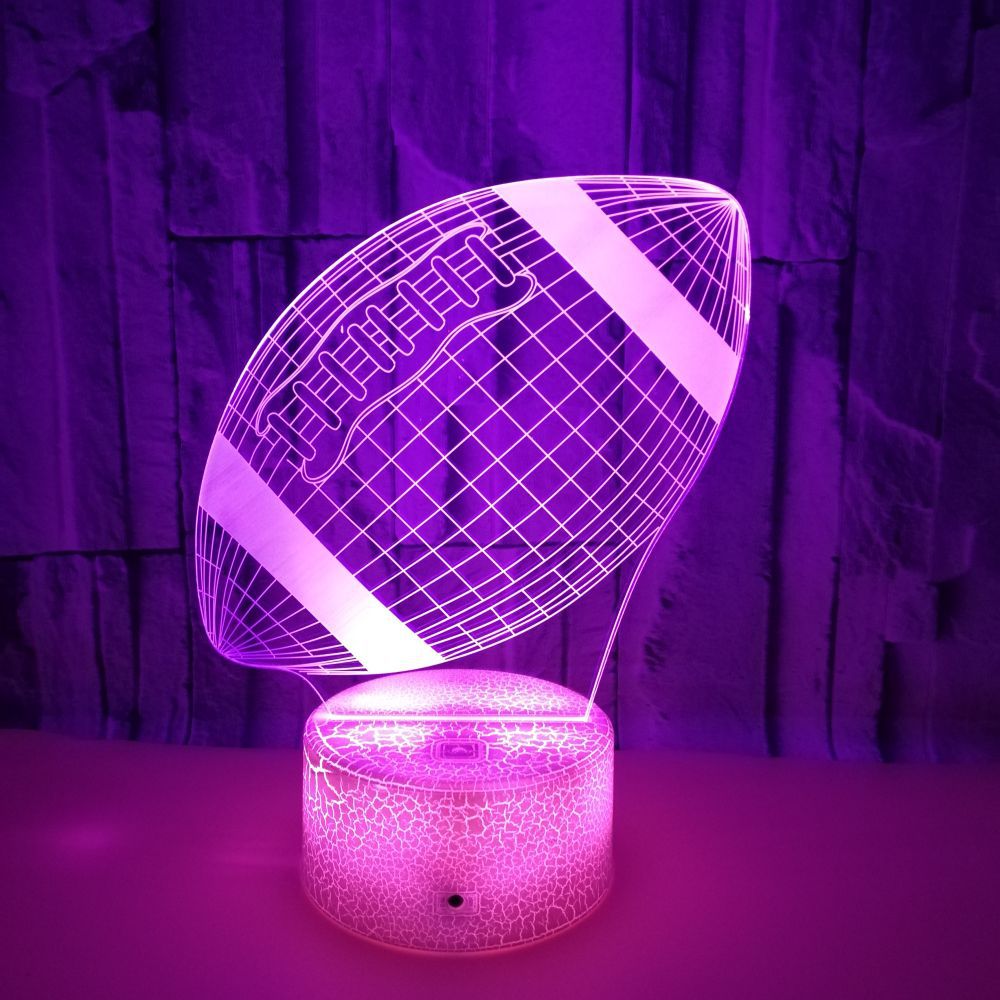 3D Rugby-Shaped LED Night Light USB Powered, Color-Changing Touch Control Desk Lamp