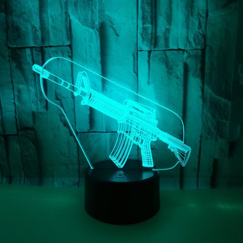 3D Gun-Shaped LED Night Light USB Powered, Color-Changing Touch Control Desk Lamp