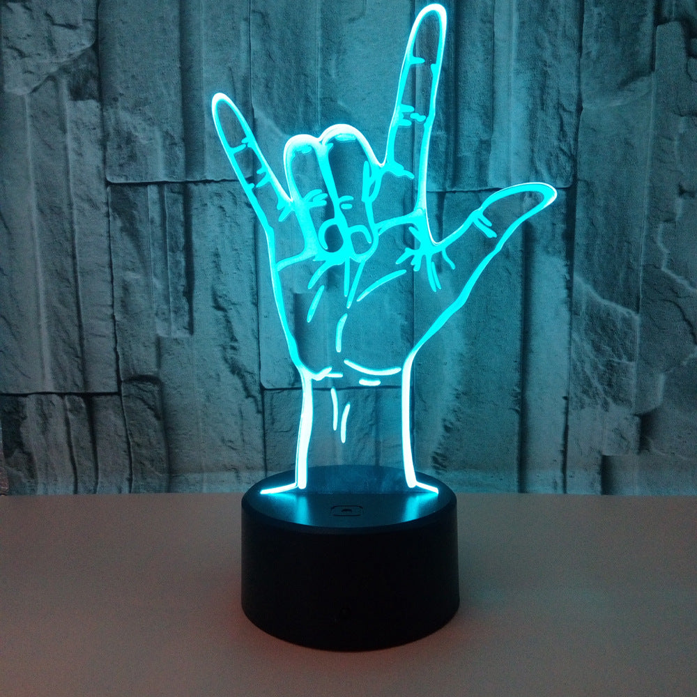 Love Gesture 3D LED Night Light USB Powered, Color-Changing Touch Control Desk Lamp