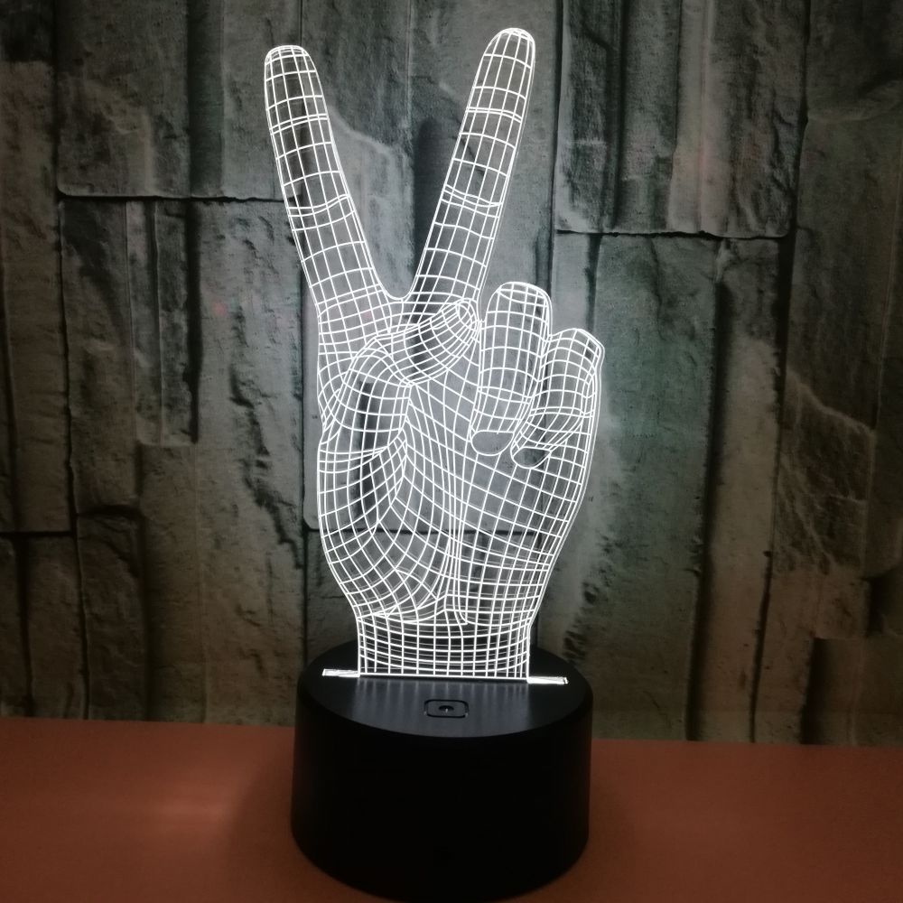 Victory Gesture-Shaped LED Night Light USB Powered, Color-Changing Touch Control Desk Lamp