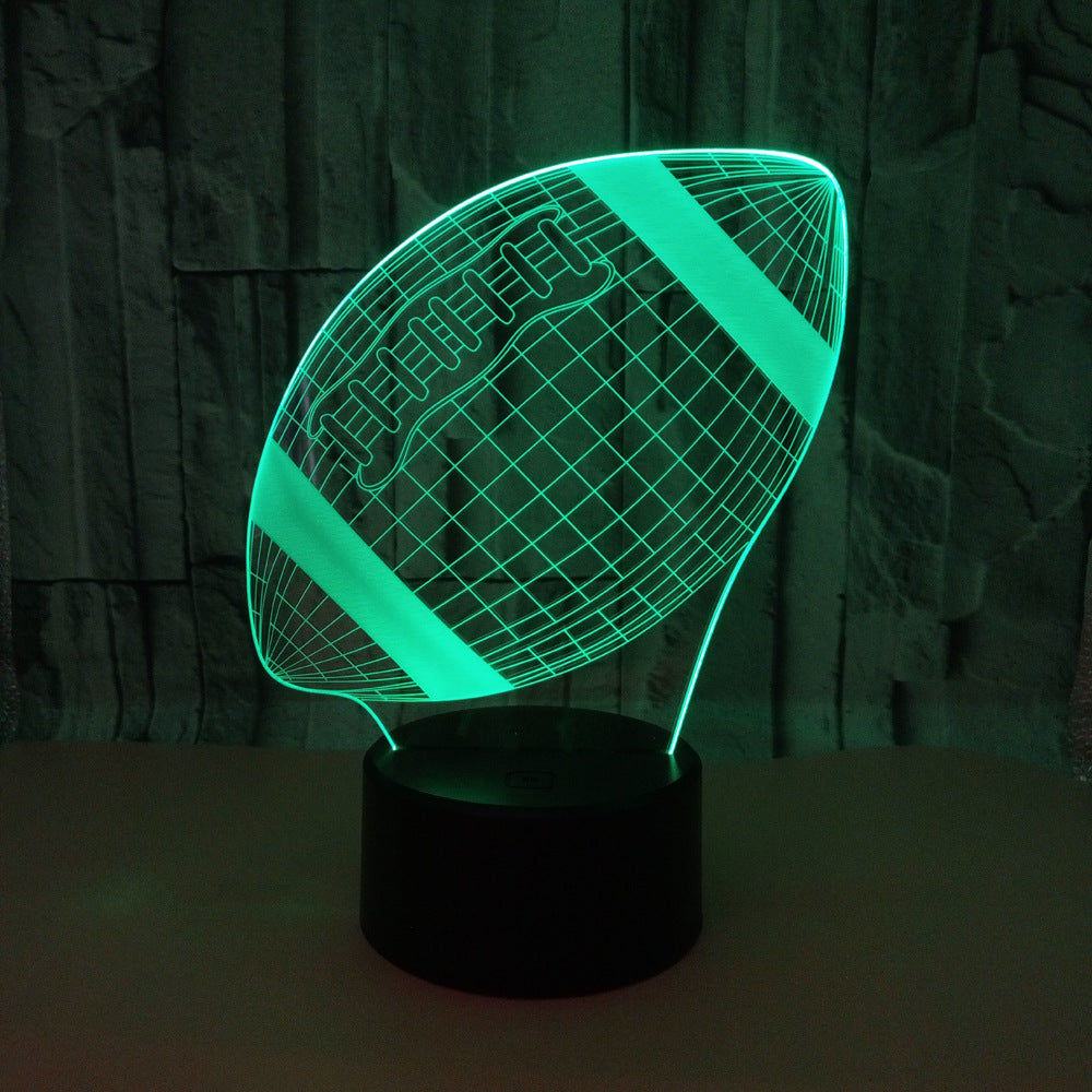 3D Rugby-Shaped LED Night Light USB Powered, Color-Changing Touch Control Desk Lamp