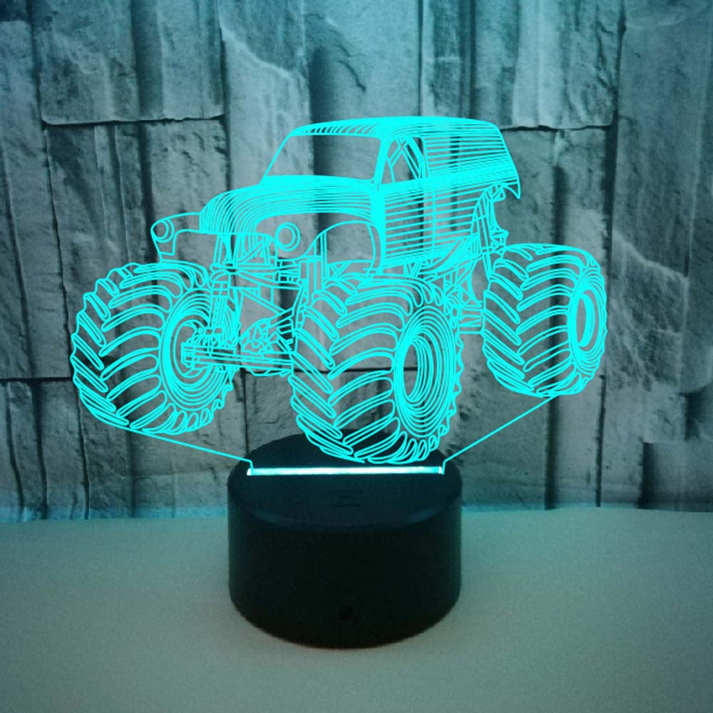 3D Tractor-Shaped LED Night Light USB Powered, Color-Changing Touch Control Desk Lamp