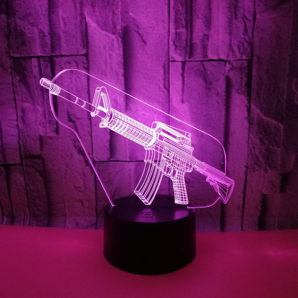 3D Gun-Shaped LED Night Light USB Powered, Color-Changing Touch Control Desk Lamp