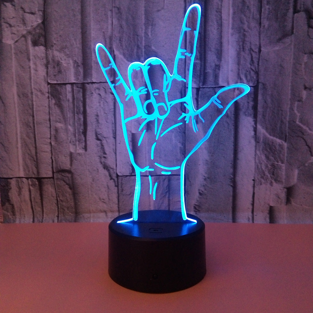 Love Gesture 3D LED Night Light USB Powered, Color-Changing Touch Control Desk Lamp