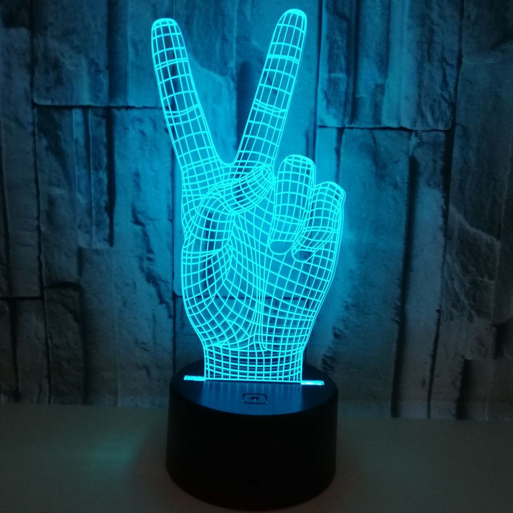 Victory Gesture-Shaped LED Night Light USB Powered, Color-Changing Touch Control Desk Lamp