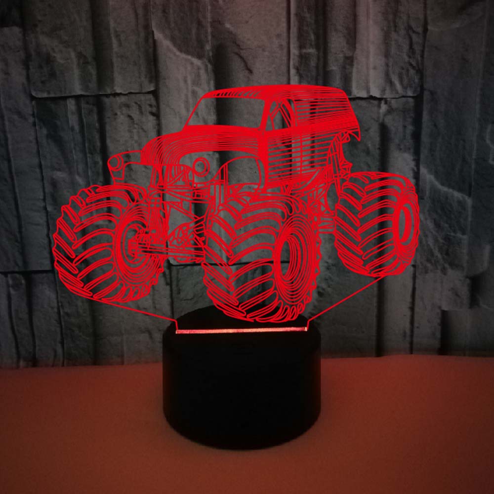 3D Tractor-Shaped LED Night Light USB Powered, Color-Changing Touch Control Desk Lamp