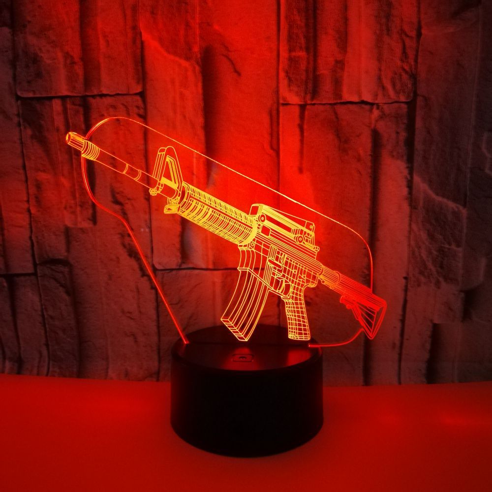 3D Gun-Shaped LED Night Light USB Powered, Color-Changing Touch Control Desk Lamp