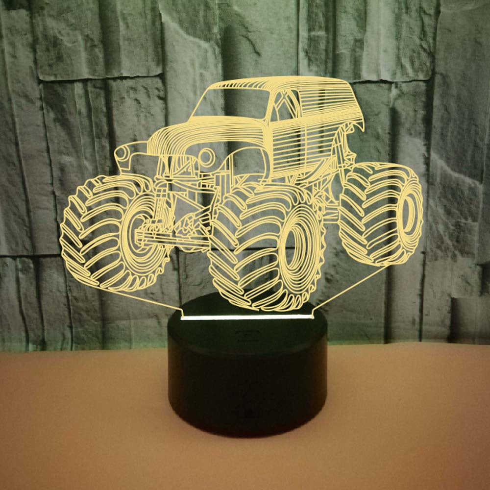 3D Tractor-Shaped LED Night Light USB Powered, Color-Changing Touch Control Desk Lamp