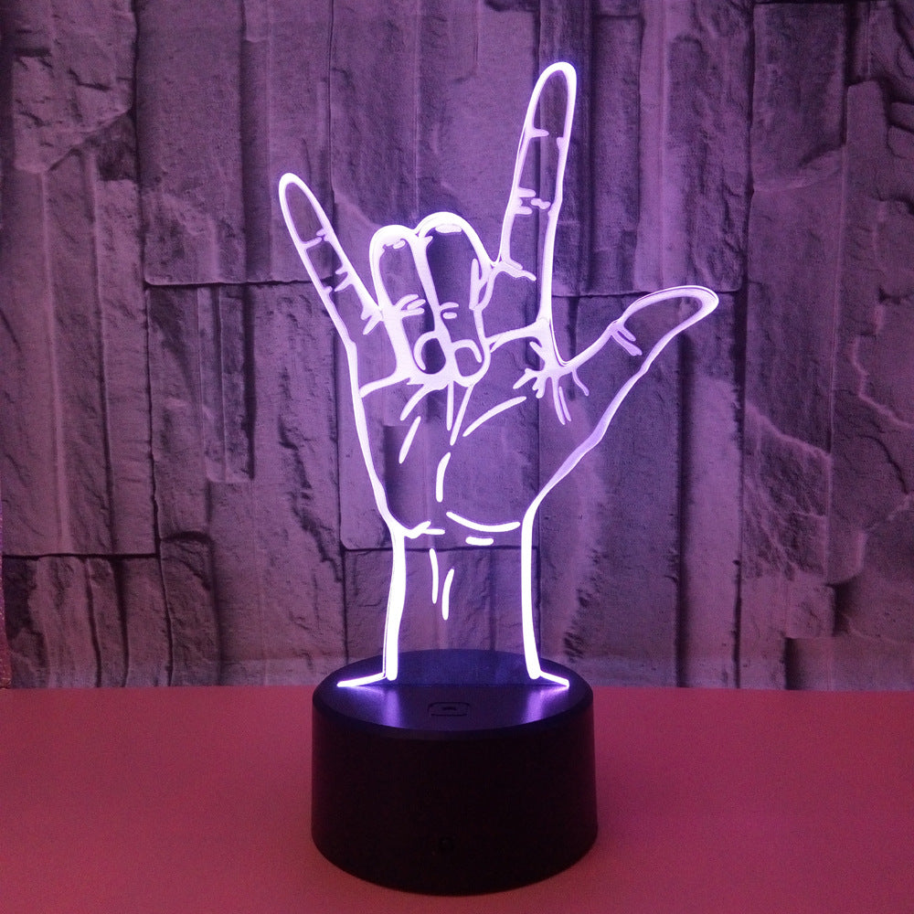 Love Gesture 3D LED Night Light USB Powered, Color-Changing Touch Control Desk Lamp