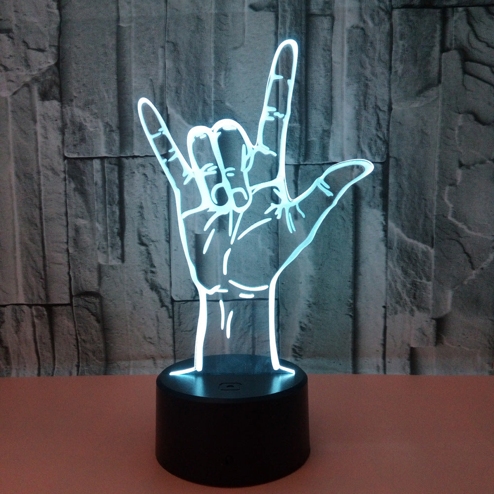 Love Gesture 3D LED Night Light USB Powered, Color-Changing Touch Control Desk Lamp