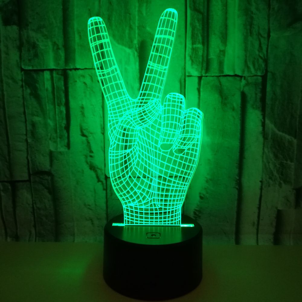 Victory Gesture-Shaped LED Night Light USB Powered, Color-Changing Touch Control Desk Lamp