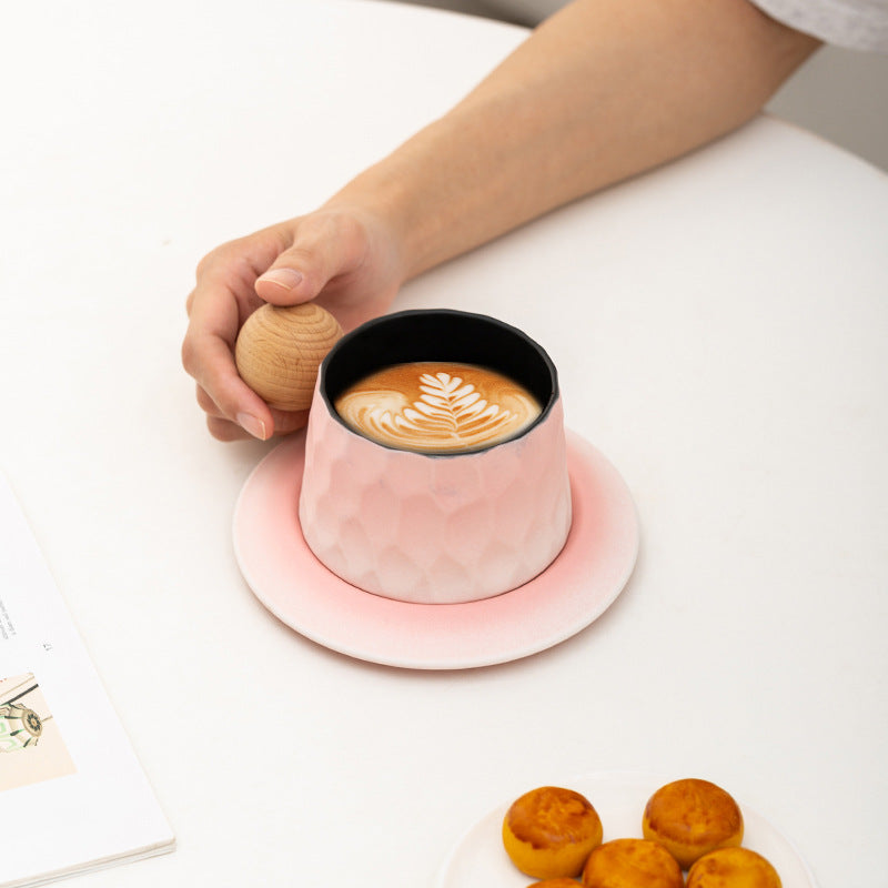 Ceramic Coffee Cups & Saucers Set Creative Mug Latte Pulls