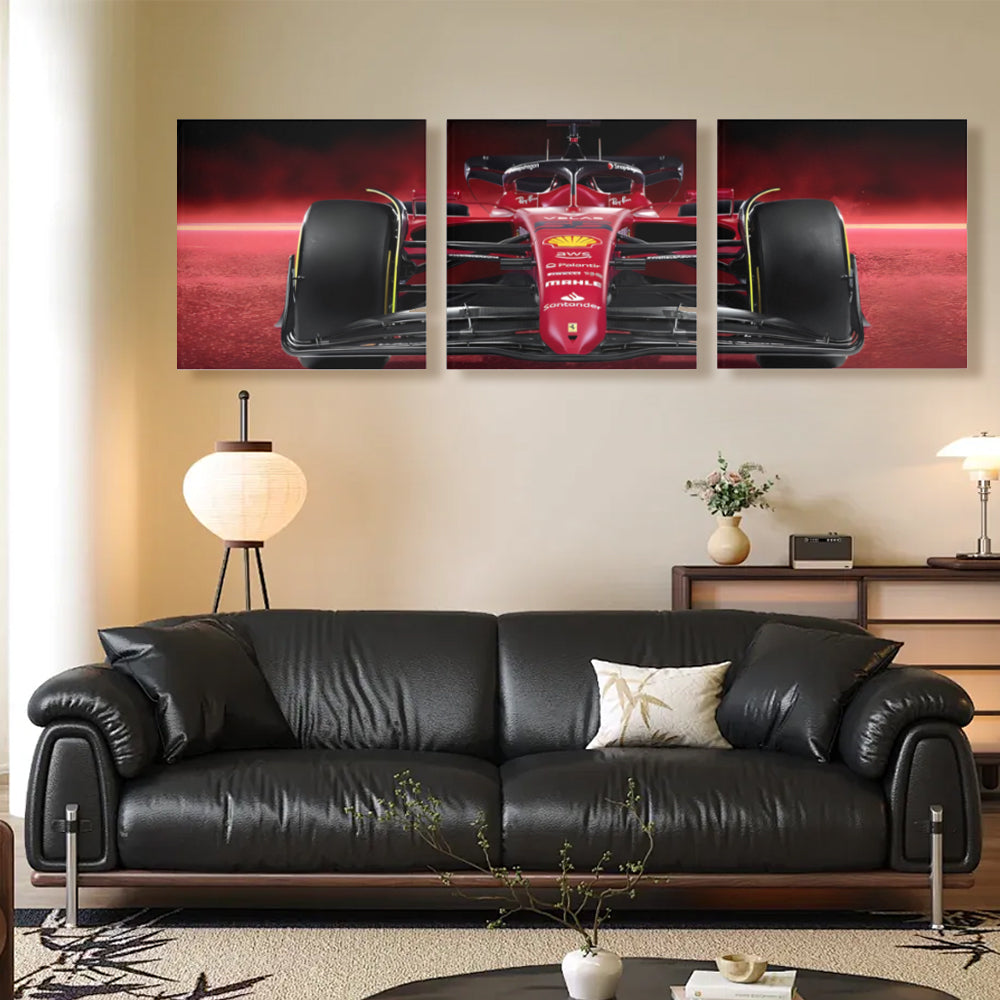 Red Cool Racing Car Creative Design,Square Triple Frameless Canvas Painting