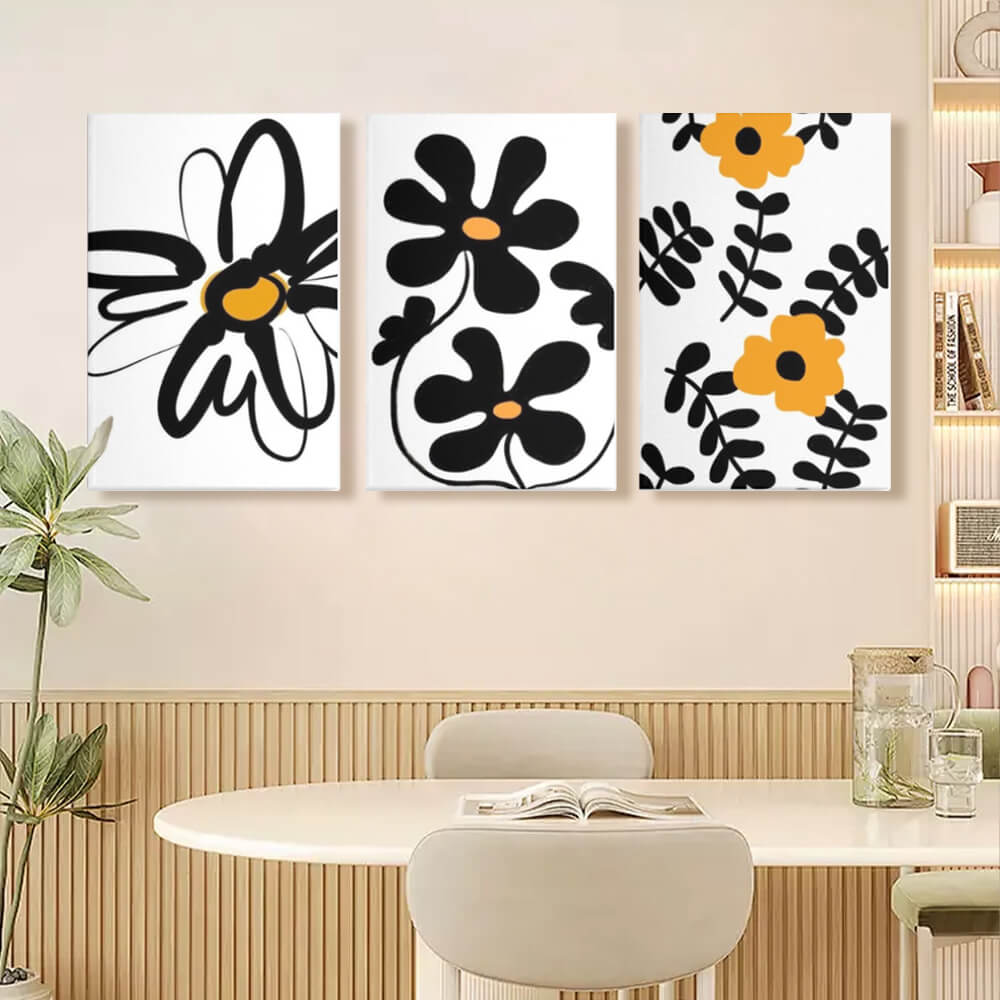 Creative Flower Pattern,Triple Frameless Canvas Painting