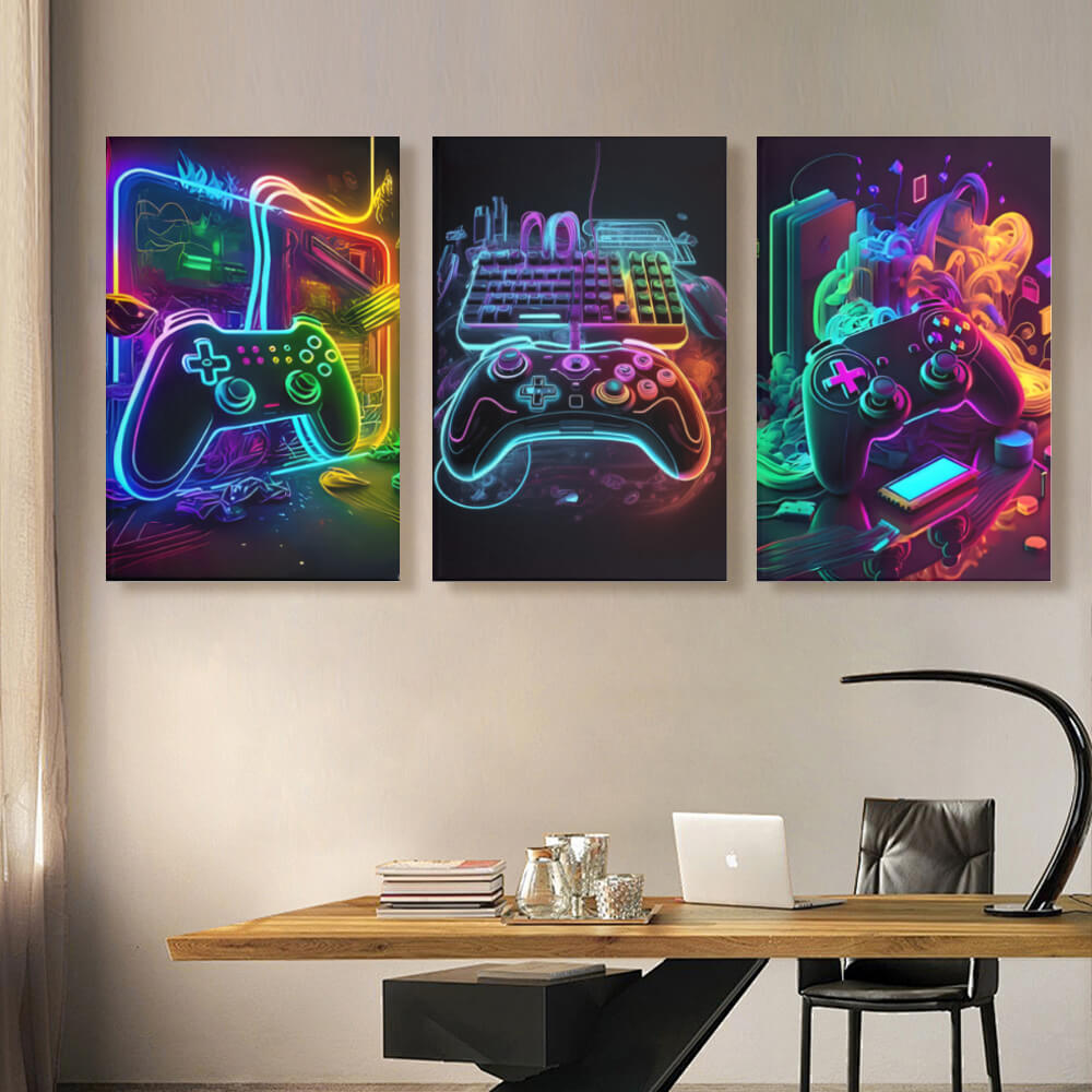 Cool Game Console Design, Triple Frameless Canvas Painting