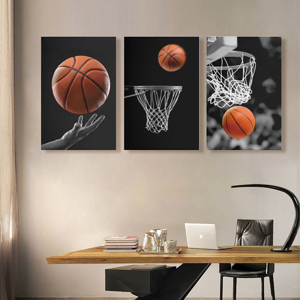 Shooting, Basketball Creative Design,Triple Frameless Canvas Painting