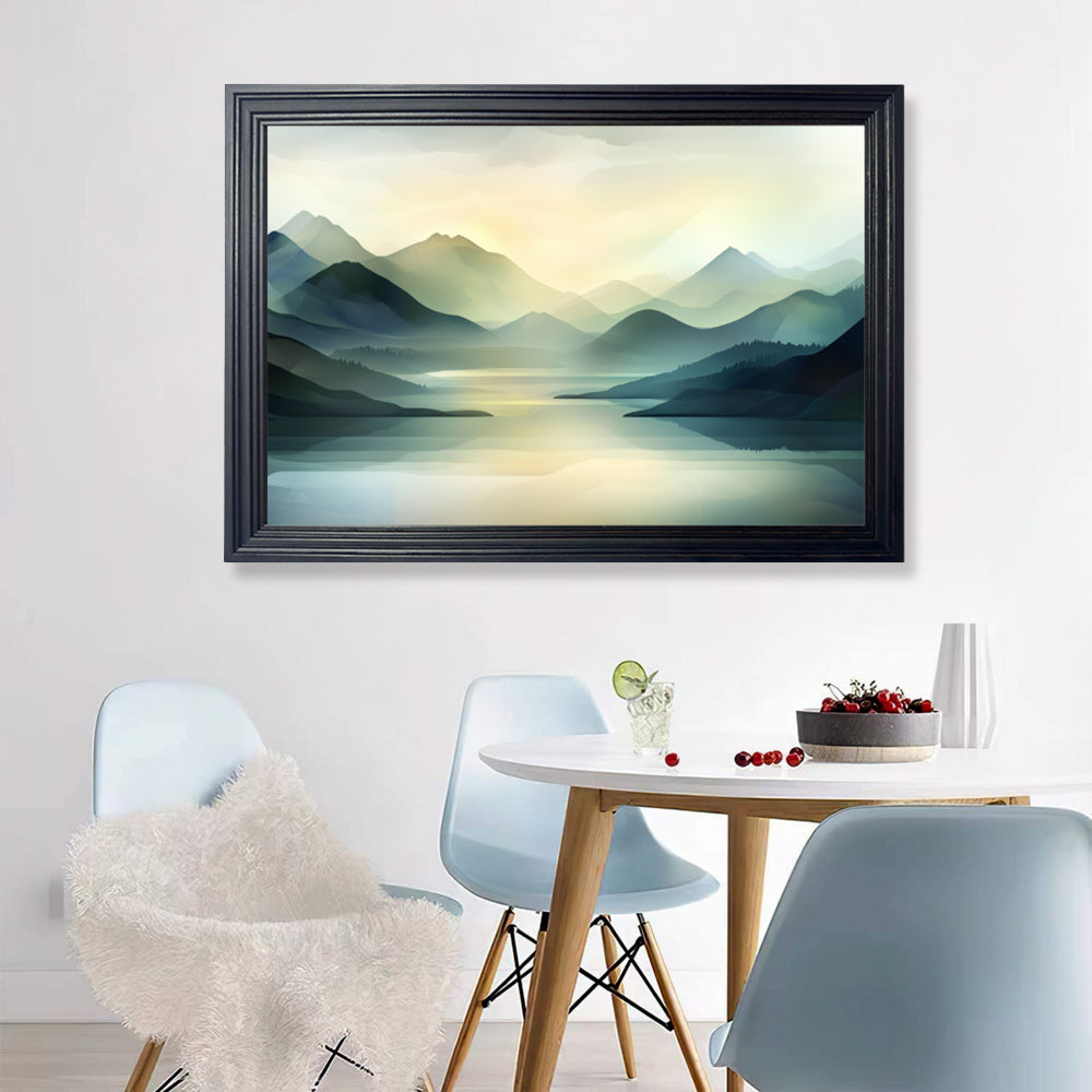 Watercolor Landscape，Horizontal Framed Simple Decorative Canvas Painting