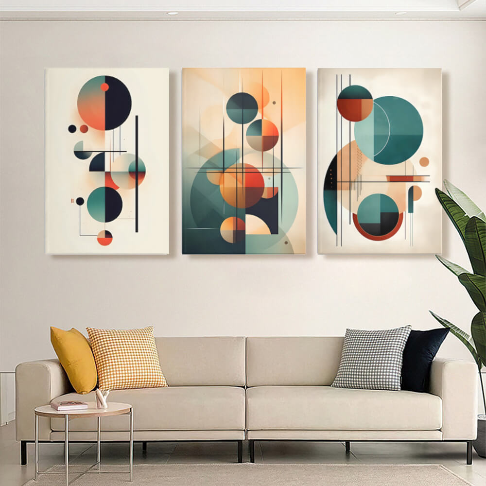 Simple Modern Pattern,Triple Frameless Canvas Painting