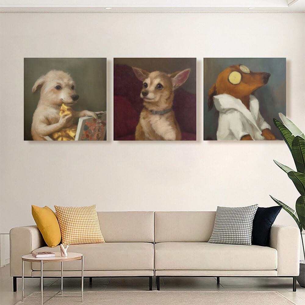 Creative Animal Pattern Design,Square Triple Frameless Canvas Painting