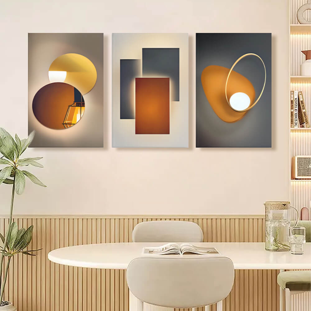 Modern Light Luxury Decorative Pattern, Triple Frameless Canvas Painting