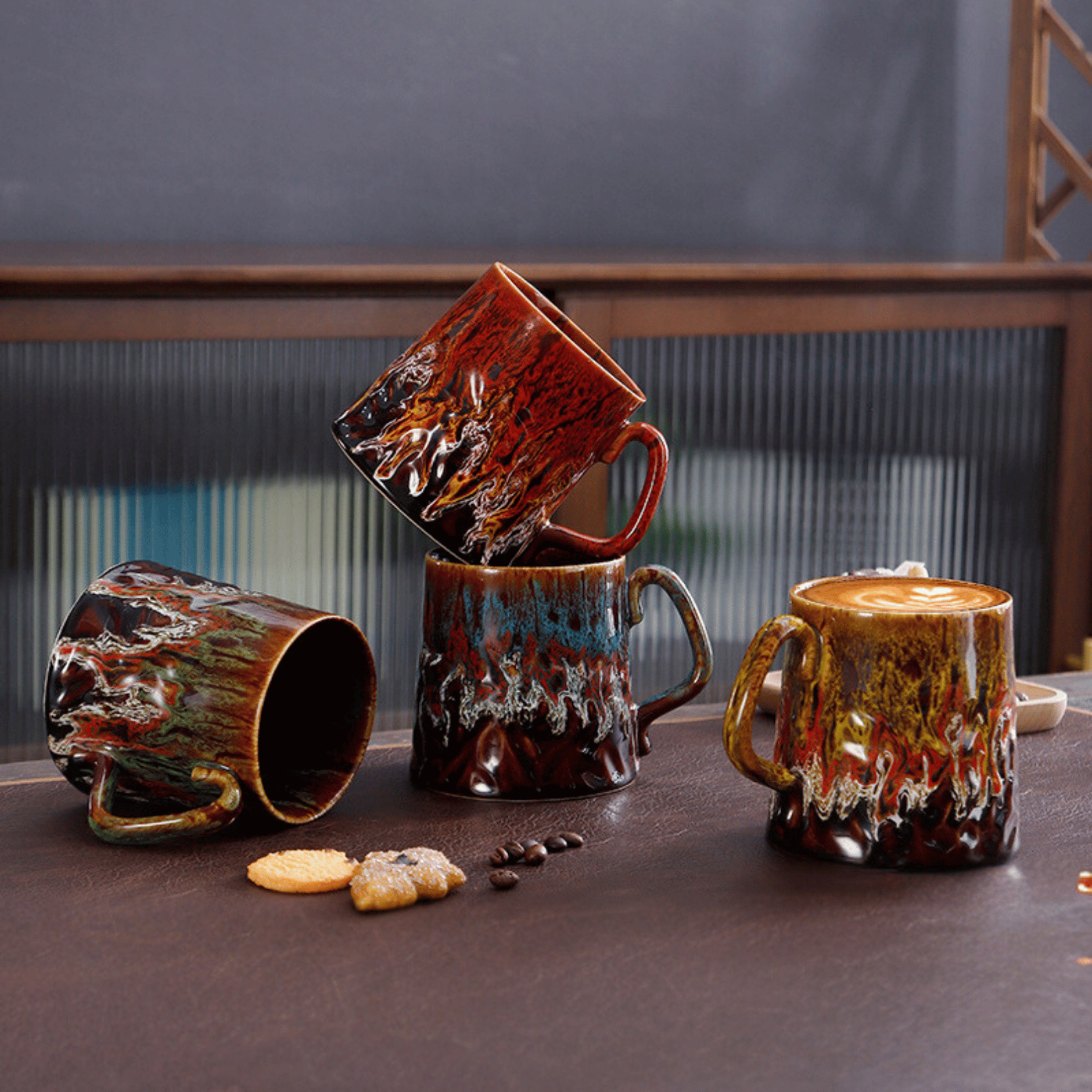 Artistic Ceramic Coffee Mug with Molten Glaze