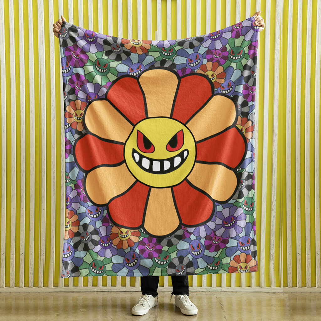 Creative blanket with funny smiley face pattern, soft and comfortable