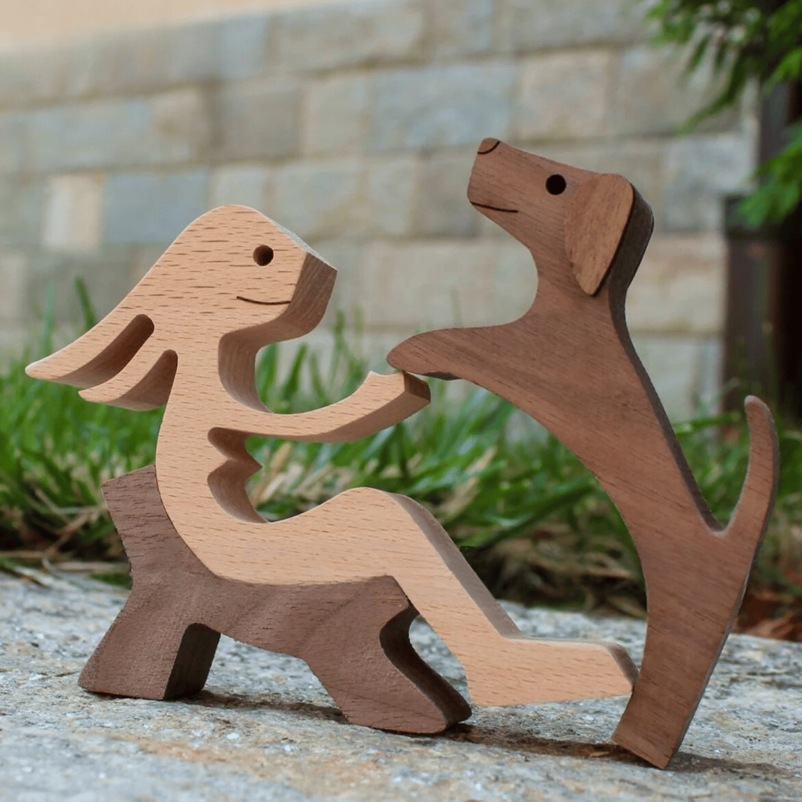 Cute Puppy Wood Dog Sculpture - Gift For Pet Lovers Wood Sculpture