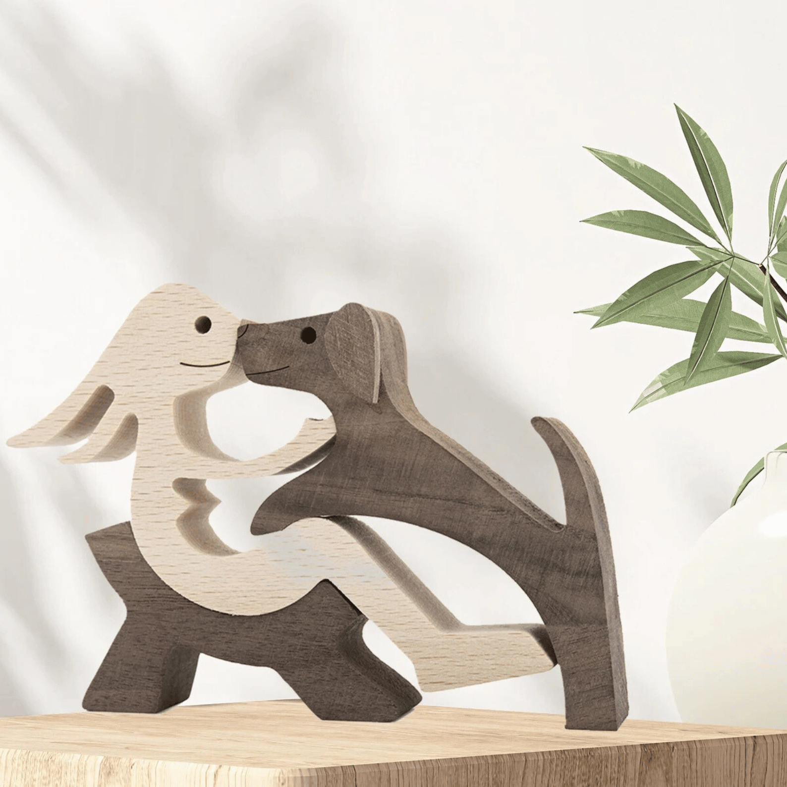 Cute Puppy Wood Dog Sculpture - Gift For Pet Lovers Wood Sculpture