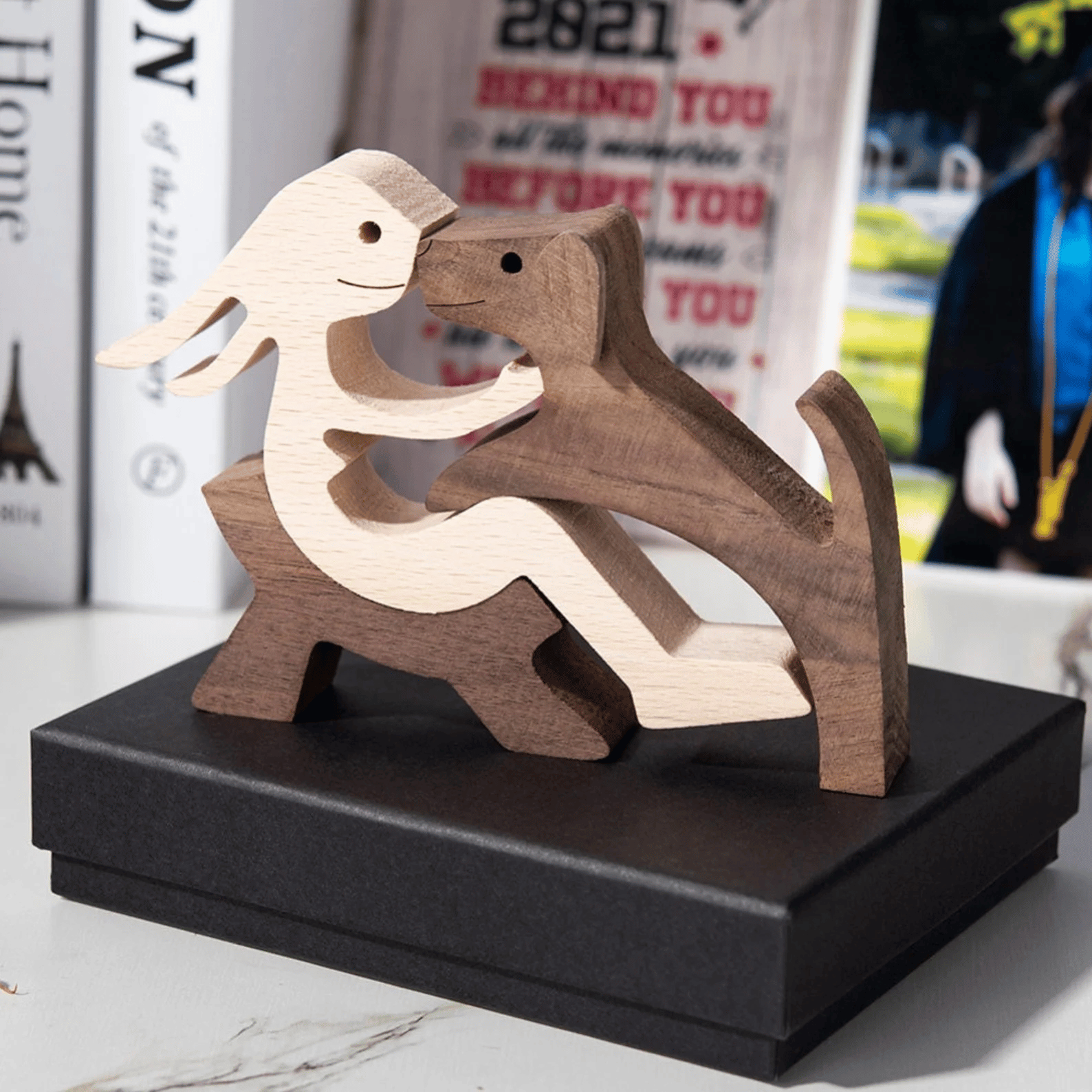 Cute Puppy Wood Dog Sculpture - Gift For Pet Lovers Wood Sculpture