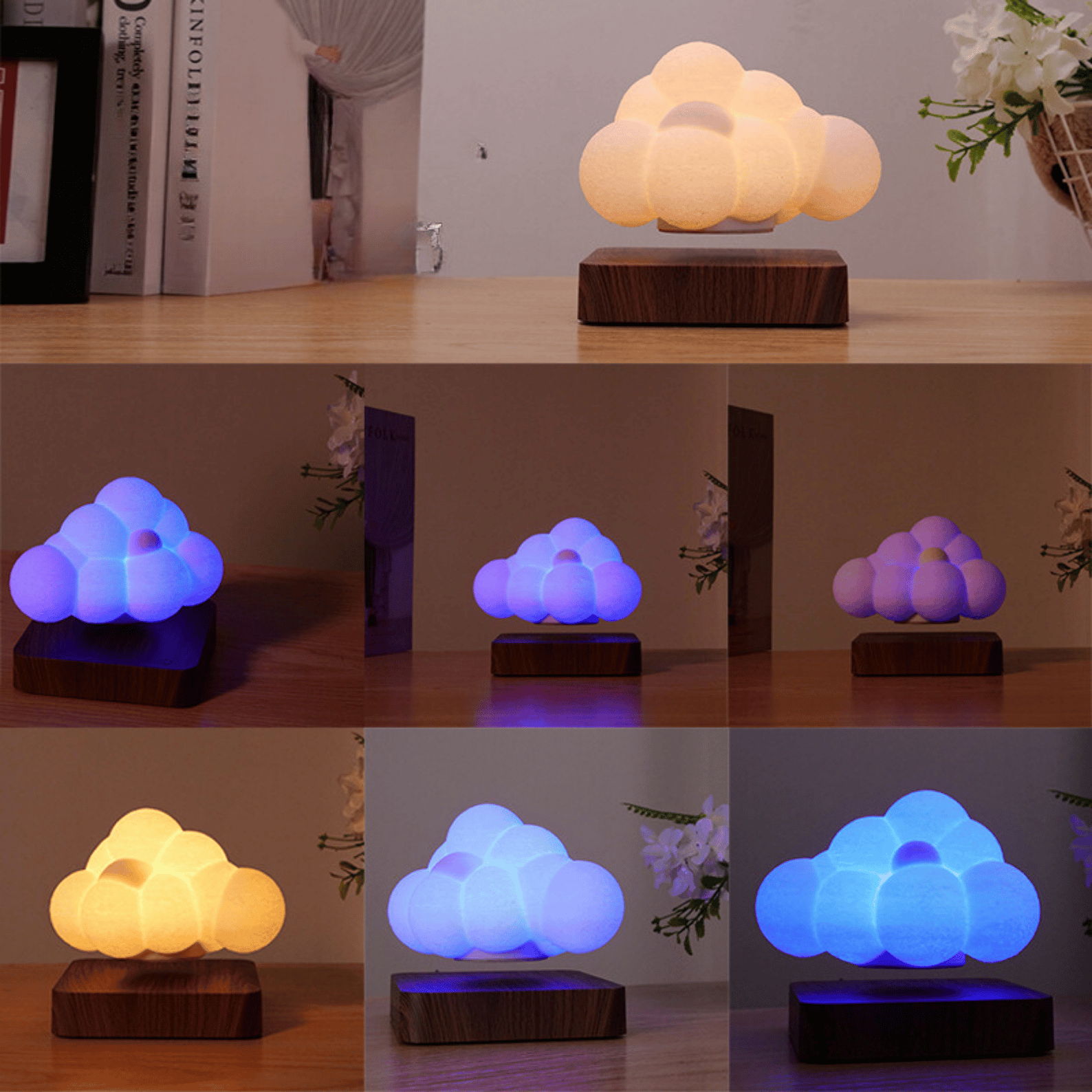 Novelty Night Light Magnetic Levitation Cloud Lamp Creativity Floating 3D Print Bulb Desk Decoration Birthday Gift