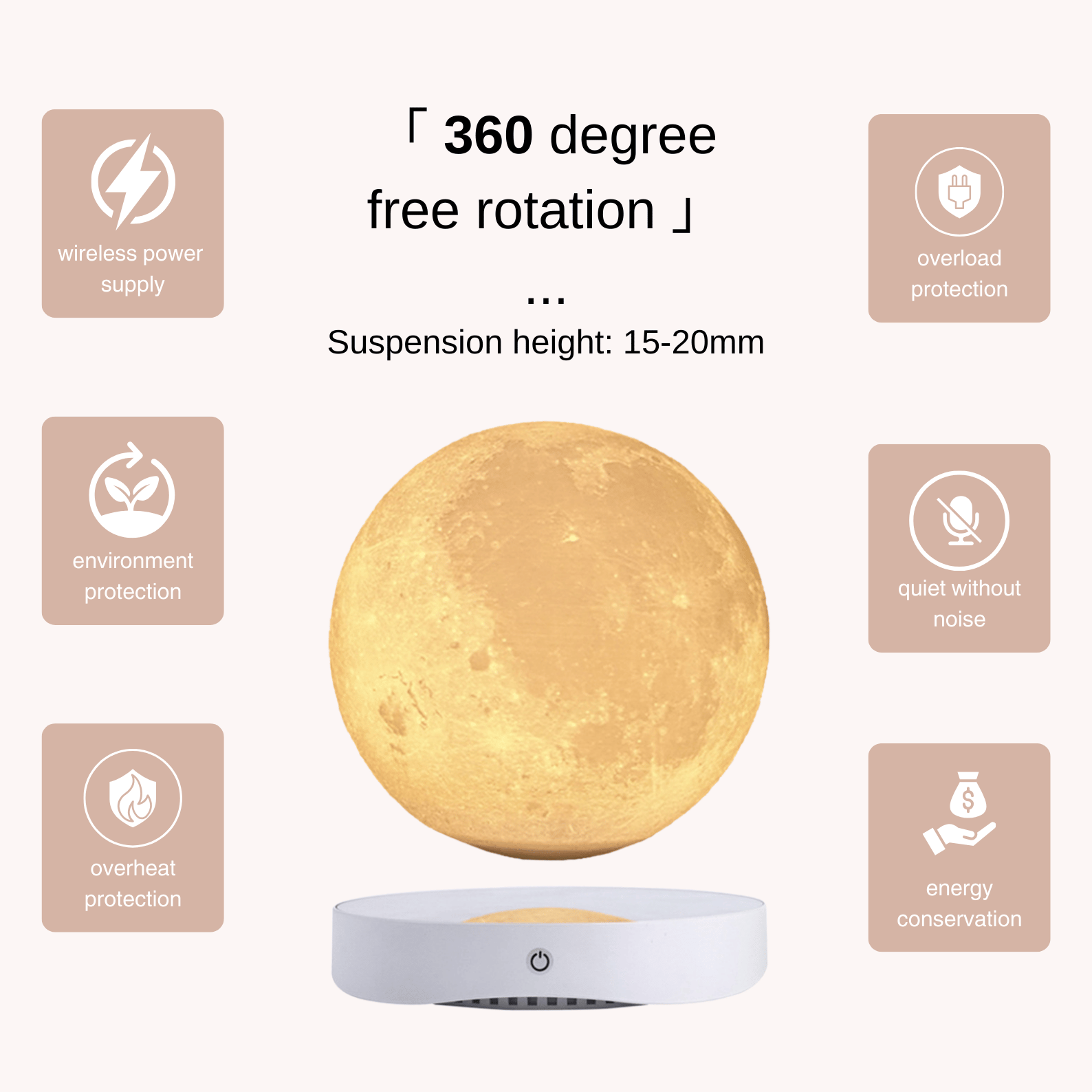 Magnetic Levitation Moon Lamp Creativity Floating 3D Print Bulb Desk Decoration Birthday Gift, Night Light