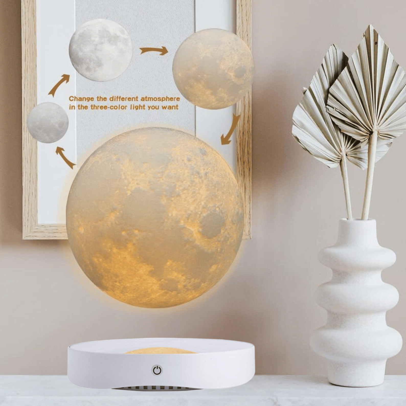 Magnetic Levitation Moon Lamp Creativity Floating 3D Print Bulb Desk Decoration Birthday Gift, Night Light