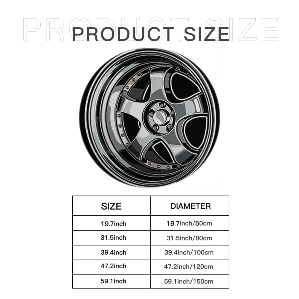 Black Car Tire Pattern Round Creative Non-slip Soft Comfortable Area Floormat