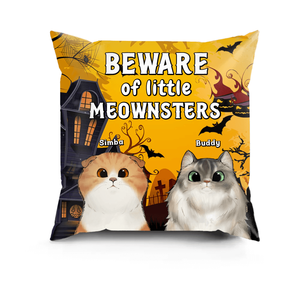 Beware Of The Little Meow Stars - Personalized Cat Pillows - Halloween Gifts for Pet Owners and Pet Lovers