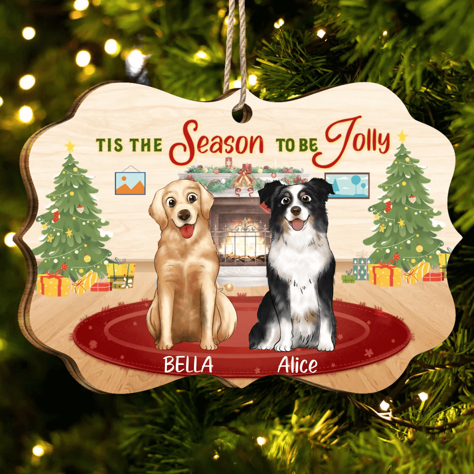 Tis The Season To Be Jolly - Dog Personalized Custom Ornament - MDF And Aluminum Decorations - Perfect Christmas Gift for Pet Owners, Pet Lovers