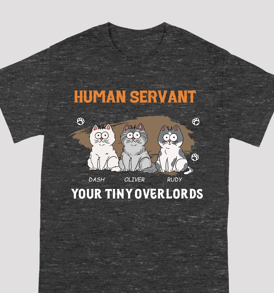 Human Servant Your Tiny Overlords - Cat Personalized Custom Unisex T-shirt, Hoodie, Sweatshirt - Father's Day, Birthday Gift For Pet Owners, Cat Lovers