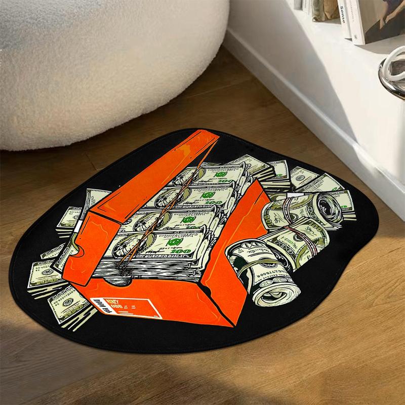 Shoe Box & Dollar Shaped Pattern Soft Non-slip Bedside Shaggy Floormat