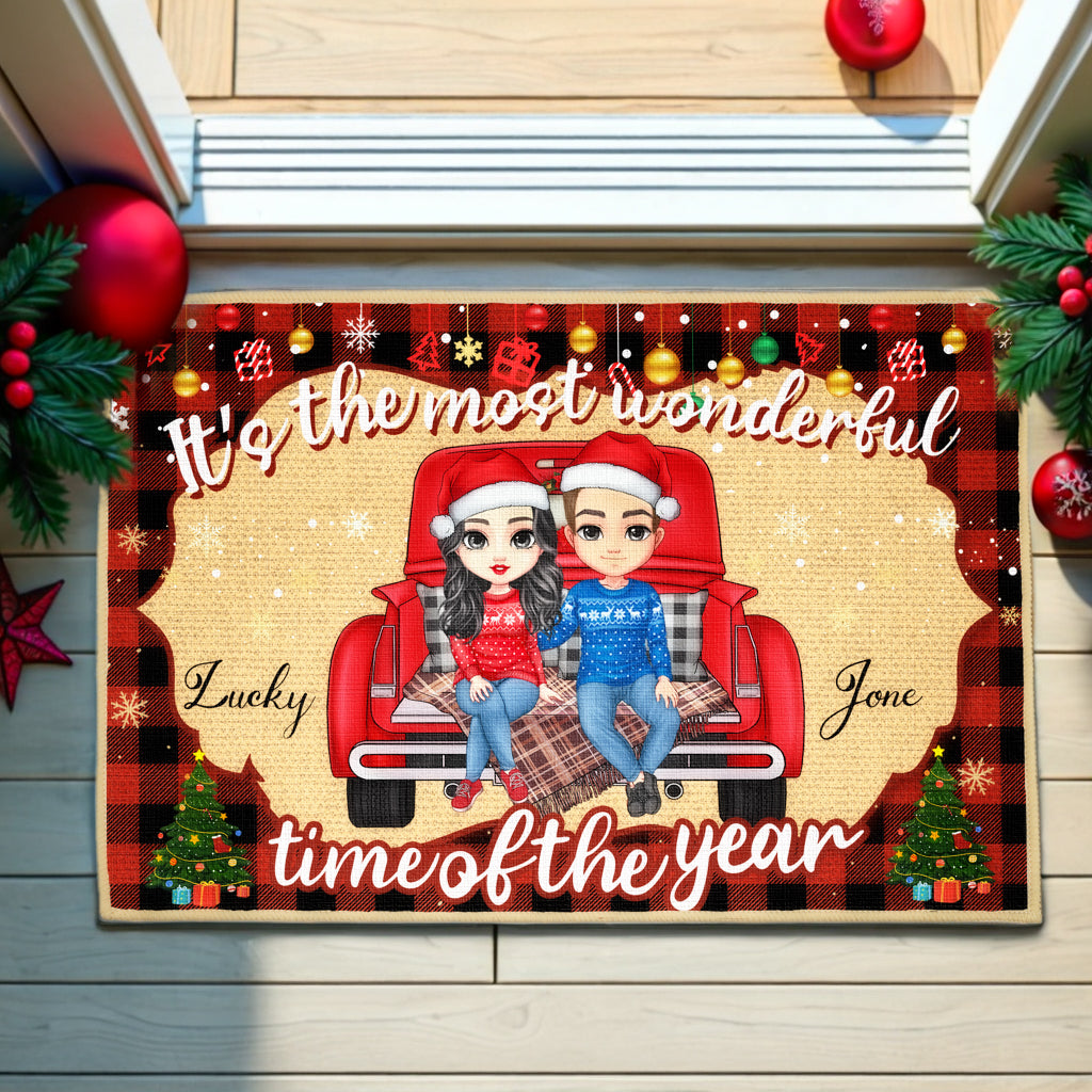 It's The Most Wonderful Time Of The Year - Christmas Personalized Decorative Mat, Doormat - Christmas Gifts For Lovers, Couples, Husband Wife, Anniversary