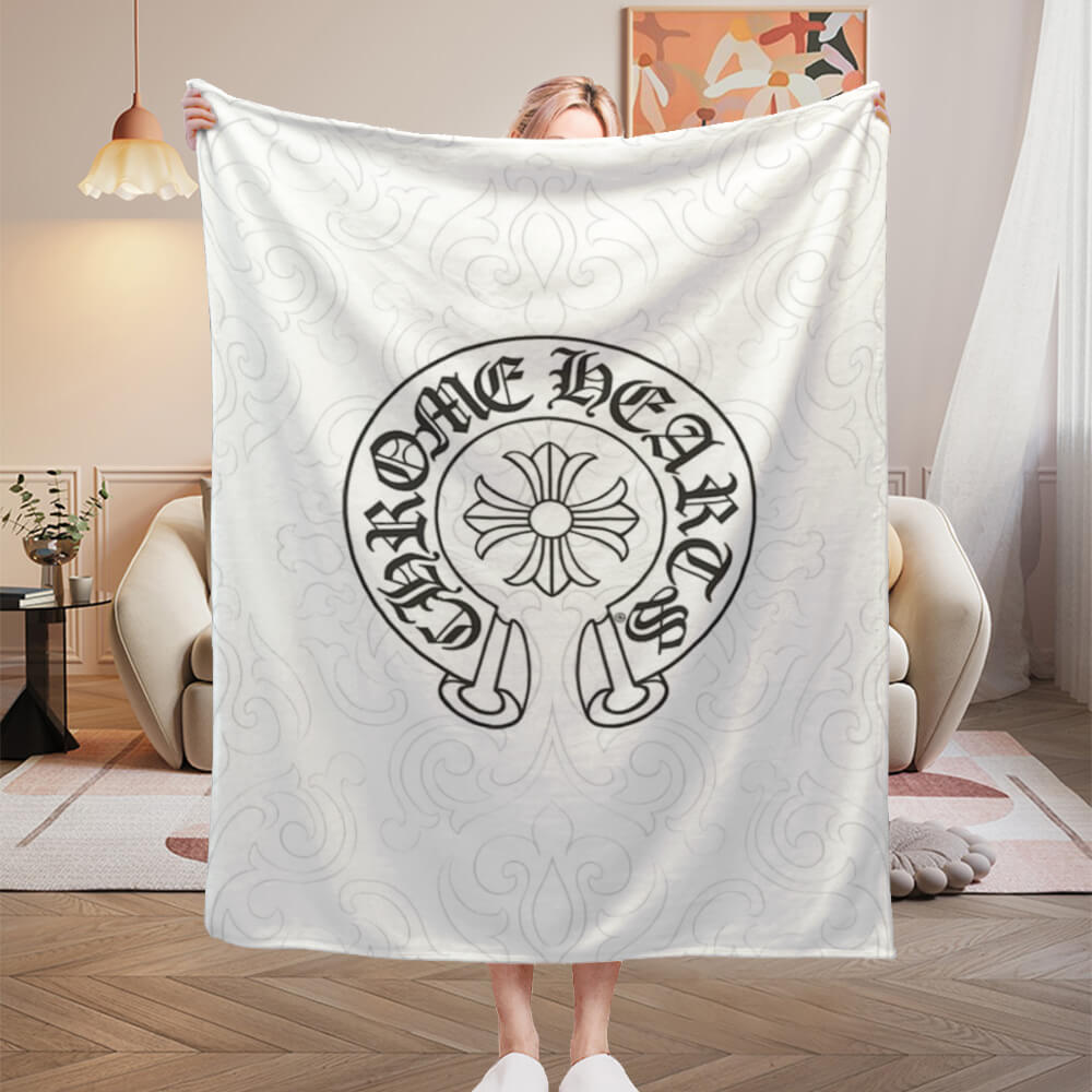 Chrome Hearts Pattern, White Blanket, Soft And Comfortable