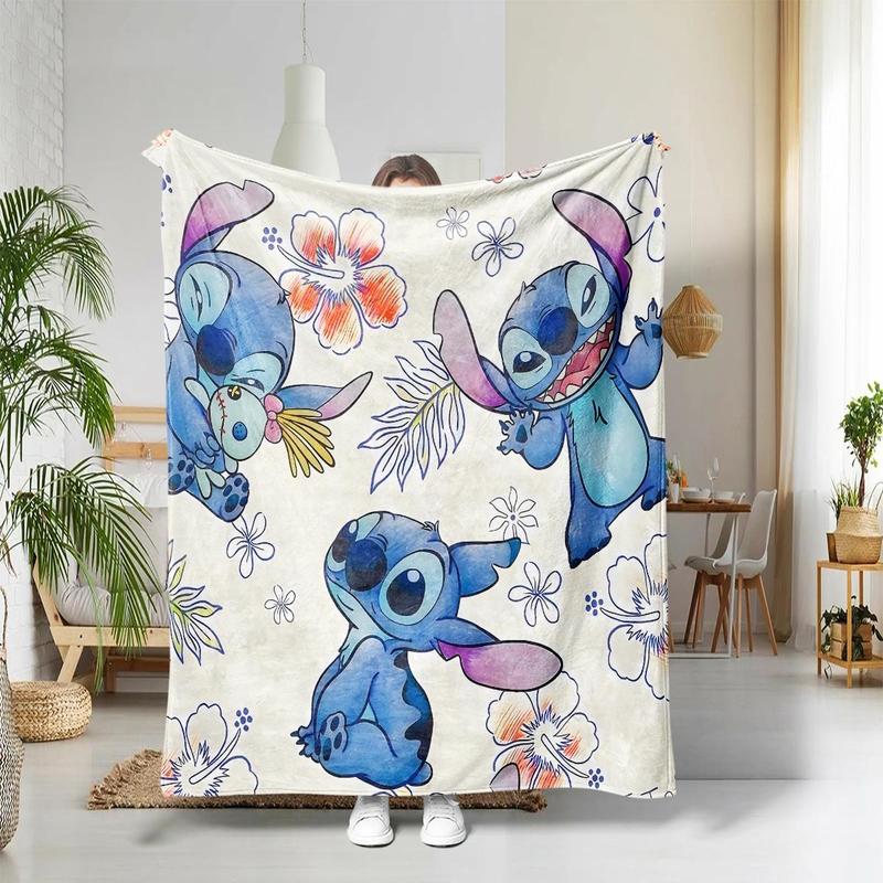 Cartoon Stitch Pattern Soft Warm Throw Flannel Blanket