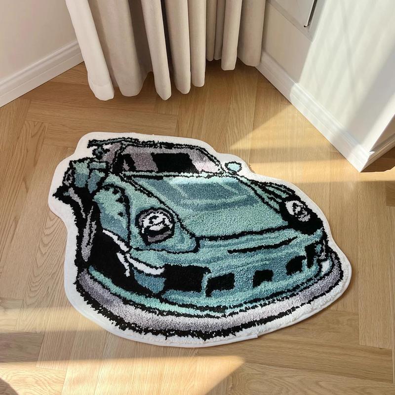 Cartoon Car Shaped Pattern Soft Non-slip Bedside Shaggy Floormat