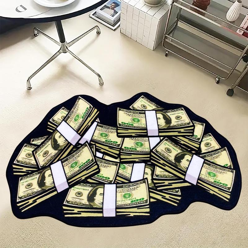 Creative Dollar Pattern Soft Decorative Non Slip Bedside Shaggy Floormat