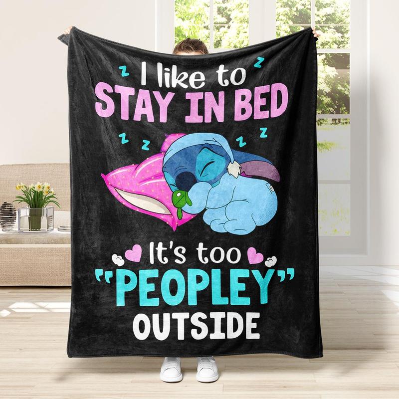 Cute Cartoon Stitch Pattern Soft Comfortable Throw Flannel Blanket