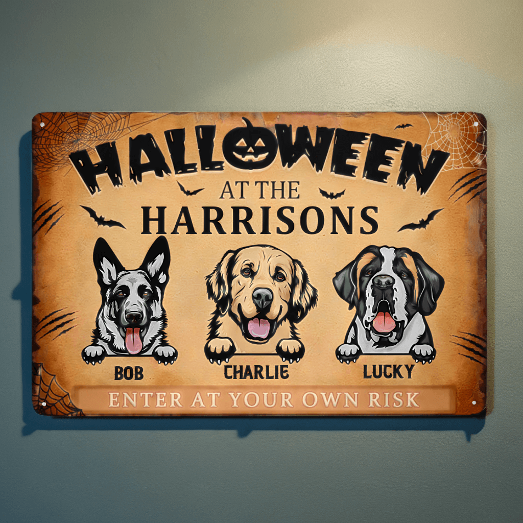 Halloween Is Coming To Town - Personalized Custom Metal Sign - Halloween Gift For Dog Lovers, Pet Lovers