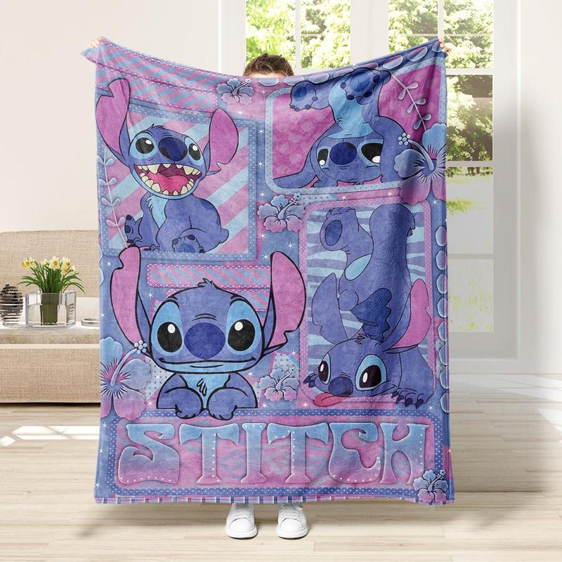 Cartoon Stitch Pattern Soft Comfortable Throw Flannel Blanket