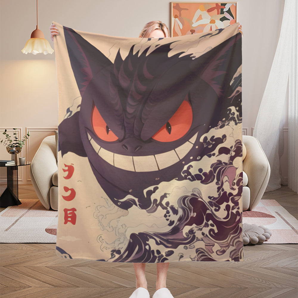 Gengar, Pokemon anime style blanket, soft and comfortable