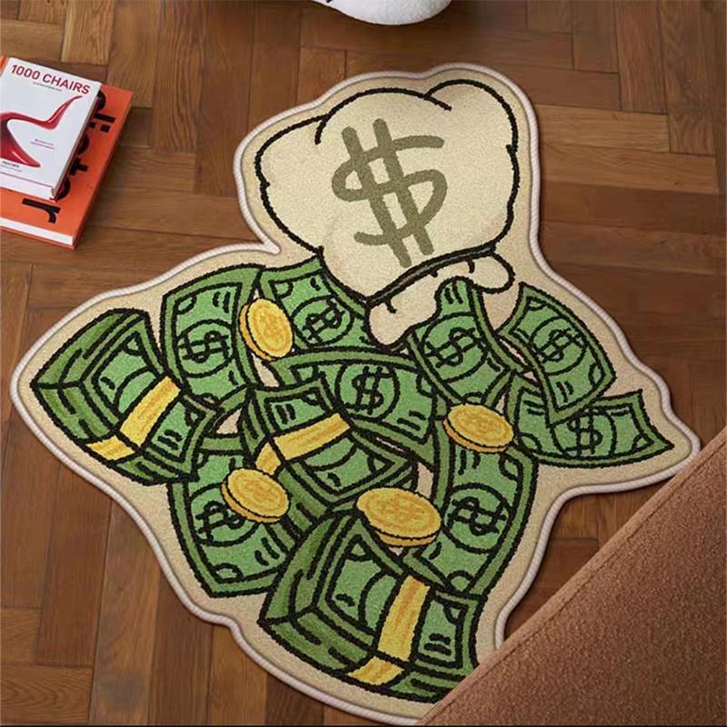 Cartoon Dollar Pattern Plush Soft Comfortable Bedside Shaggy Floormat