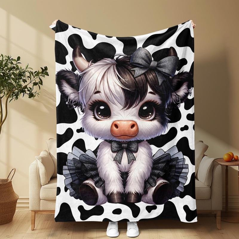 Cute Cow Pattern Blanket Soft and Comfortable