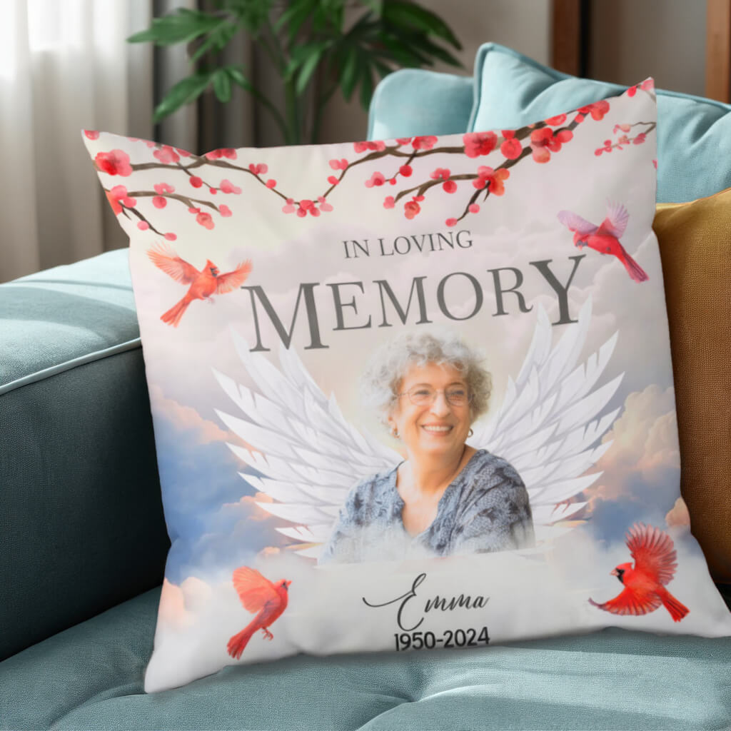 Custom Photo In Loving Memory - Memorial Personalized Custom Pillow - Sympathy, Memorial Gift For Family Members, Friends