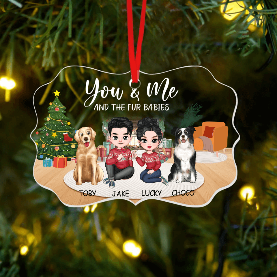 You Me and Our Fur Babies-Personalized Custom Acrylic Ornament Benelux Shaped - Christmas Gift for Pet Owners, Pet Lovers